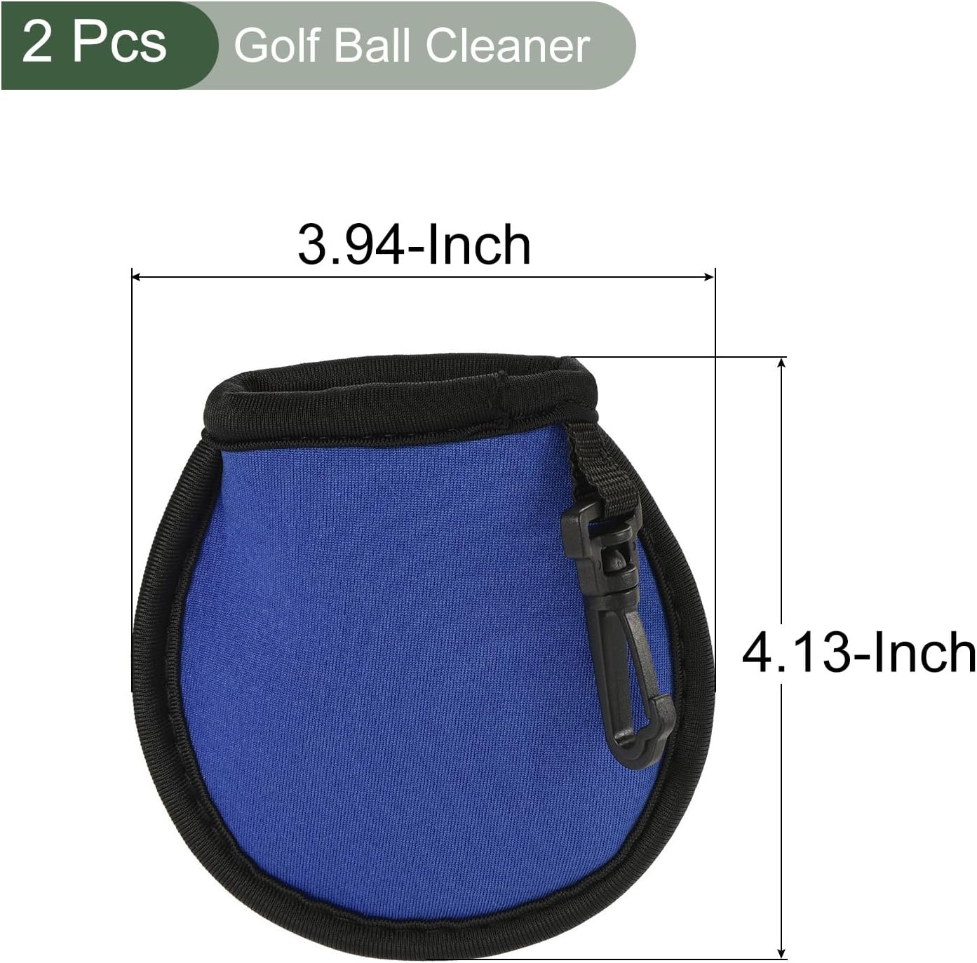 YOKIVE 2 Pcs Portable Golf Ball Cleaner Pouch, Golf Ball Washer Pocket with Clip | Cleaning Golf Balls, Great for Golf Course Exercise (Blue, 4.13x3.94-Inch)