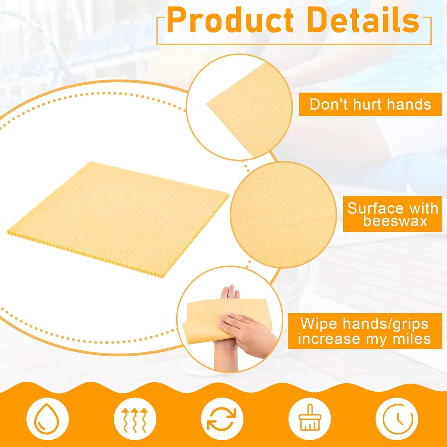 Juexica 4 Pcs Towel for Tennis Tacky Hand Grip Enhancer Sweaty Hands Tacky Cloth Grip Enhancement for Golf Baseball Padel Basketball Football Softball, 7.9 x 7.9 Inches