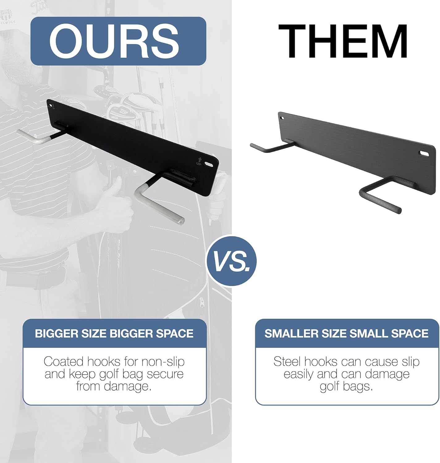 StoreYourBoard BLAT 2 Golf Bag Wall Mount | Home & Garage Storage Hooks | Golf Bag Holder | Heavy-Duty Wall Mount Organizer for Golf Bags & Accessories