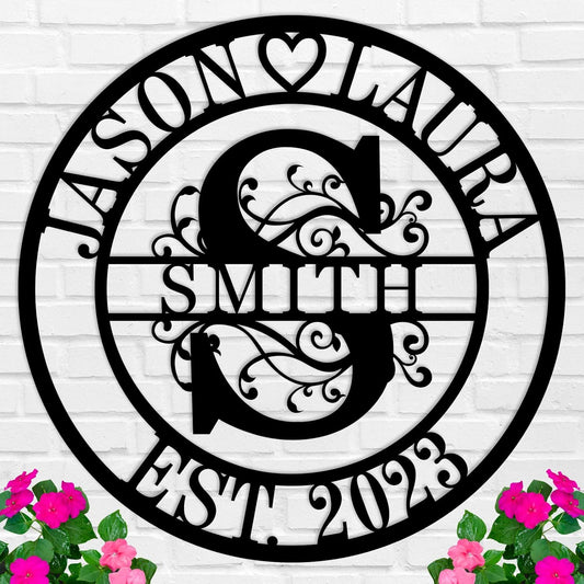 Personalized Metal Sign, Split Letter Monogram Sign, Personalized Family Name Sign, Established Family Signs, Monogram Wall Decor, Last Name Sign, Custom Wedding Anniversary Metal Sign Gifts...