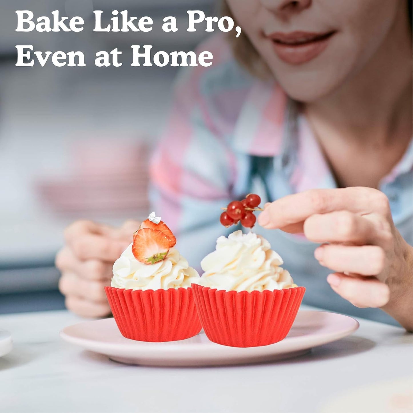 Regency Wraps Greaseproof Professional Grade Baking Cups, Pack of 40, Standard Liners, Red Solid, for Cupcakes, Muffins, Candy, Non Stick