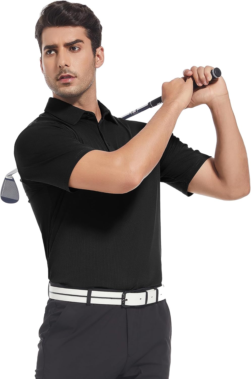 Alex Vando Mens Golf Shirt Moisture Wicking Quick-Dry Short Sleeve Casual Polo Shirts for Men
