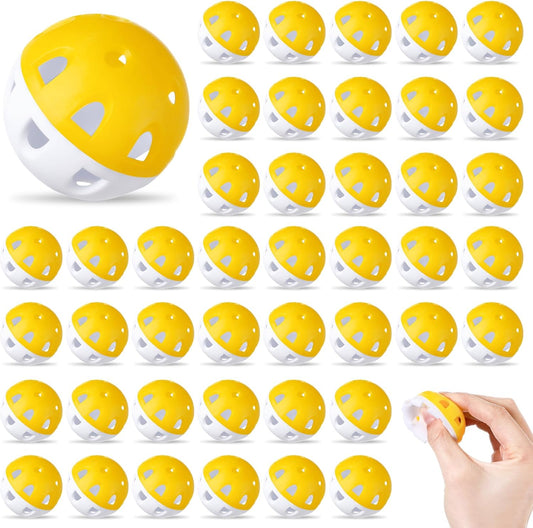 Junkin 50 Pack Practice Golf Balls Limited Flight Plastic Impact Golf Balls 1.65 Inch Hollow Soft Training Resistant EVA Foam Realistic Feel for Indoor Outdoor Swing Training