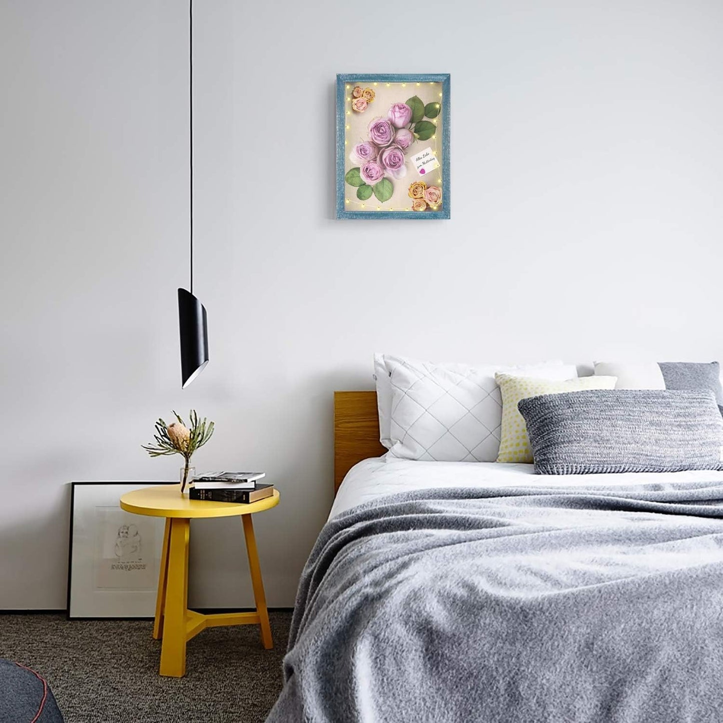 Love-KANKEI Shadow Box Display Case 11x14 Shadow Box Picture Frame with Linen Back Memorabilia Awards Medals Photos Memory Box Gift Rustic Blue