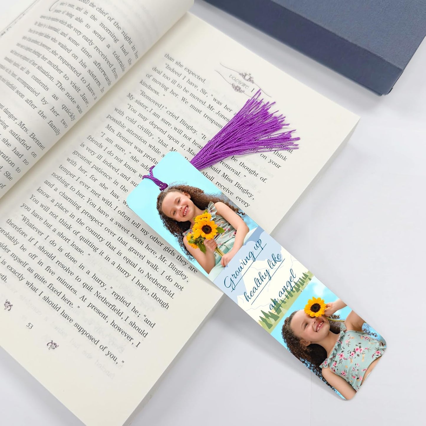 HDSD Custom Bookmarks with Tassel and Gift Box Metal Photo Bookmark Personalized with Picture and Text