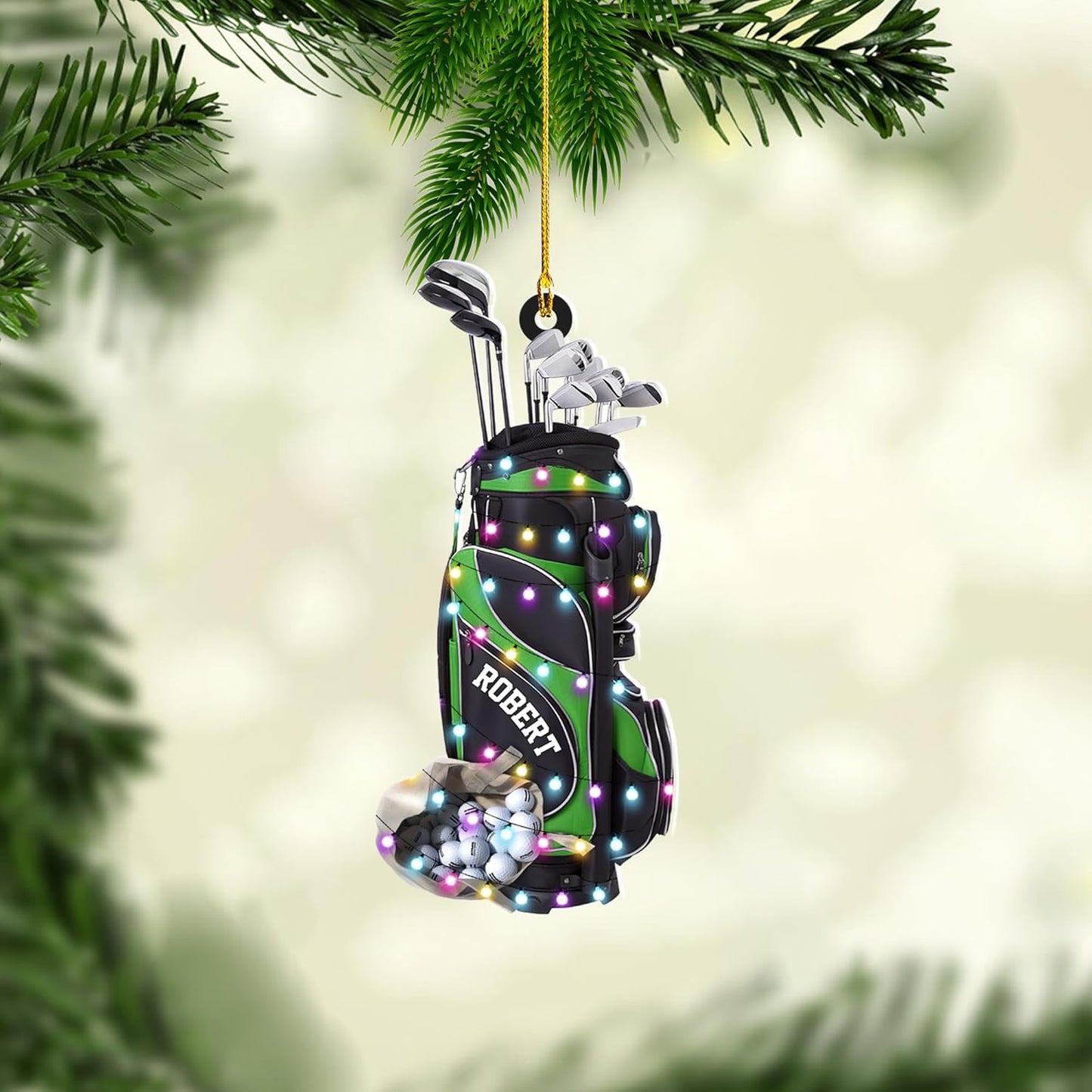 Personalized Golf Ornaments for Christmas Tree 2025 Custom Golf Christmas Ornament Golfing Bag Ornament Sports Golf Cart Ornaments Gift for Golfer Bag Golfing Lovers Hanging Decoration (G8)