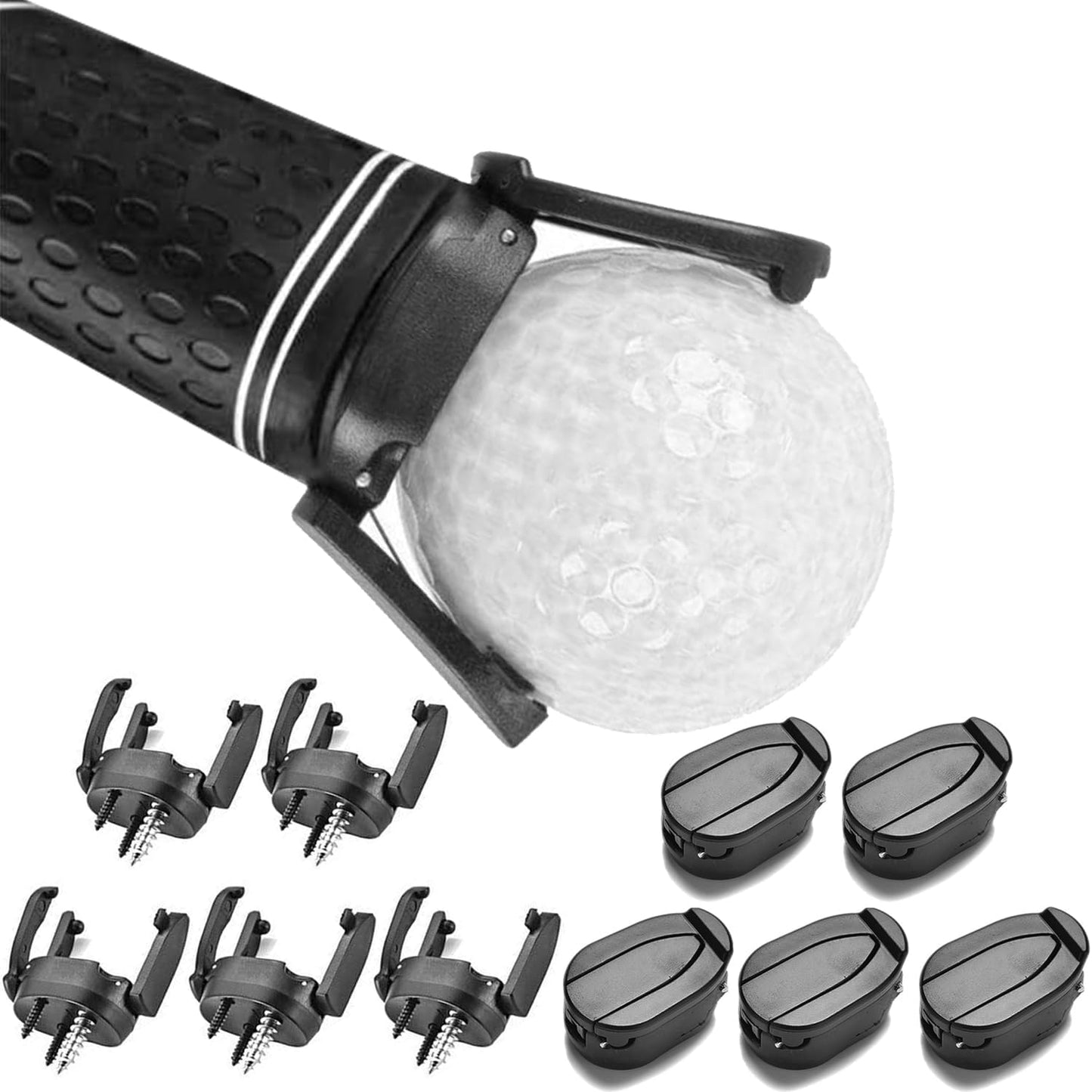 FINGER TEN Golf Ball Retriever for Putter Piker Upper 2/4/6/8/10 Pack Suction Cup Ball Grabber Tool with Screws Foldable Mini Ball Retrievers for Men Women Golfer
