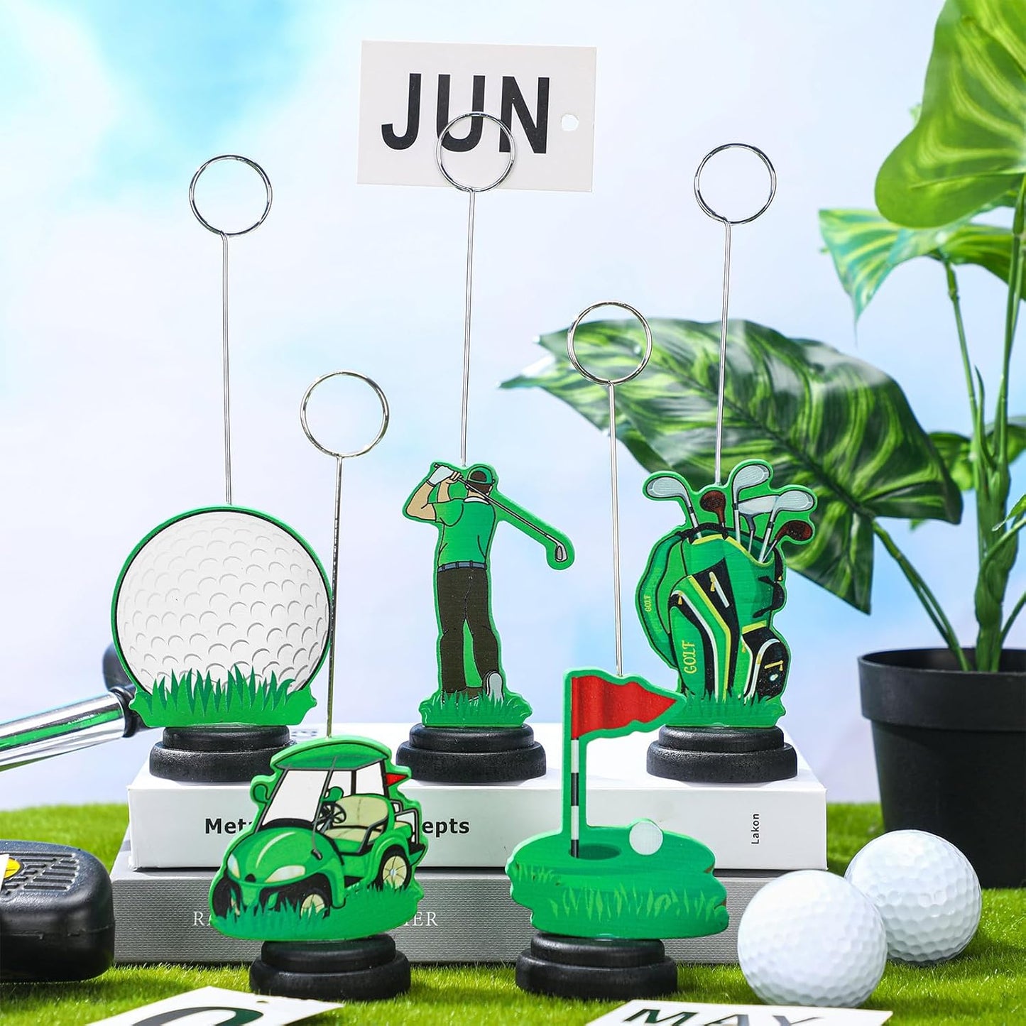 5 Pcs Golf Ball Photo Balloon Holder Table Centerpieces Holders Golf Themed Decoration Place Card Holder Photo Clips Holder for Home Birthday Wedding Party Decor