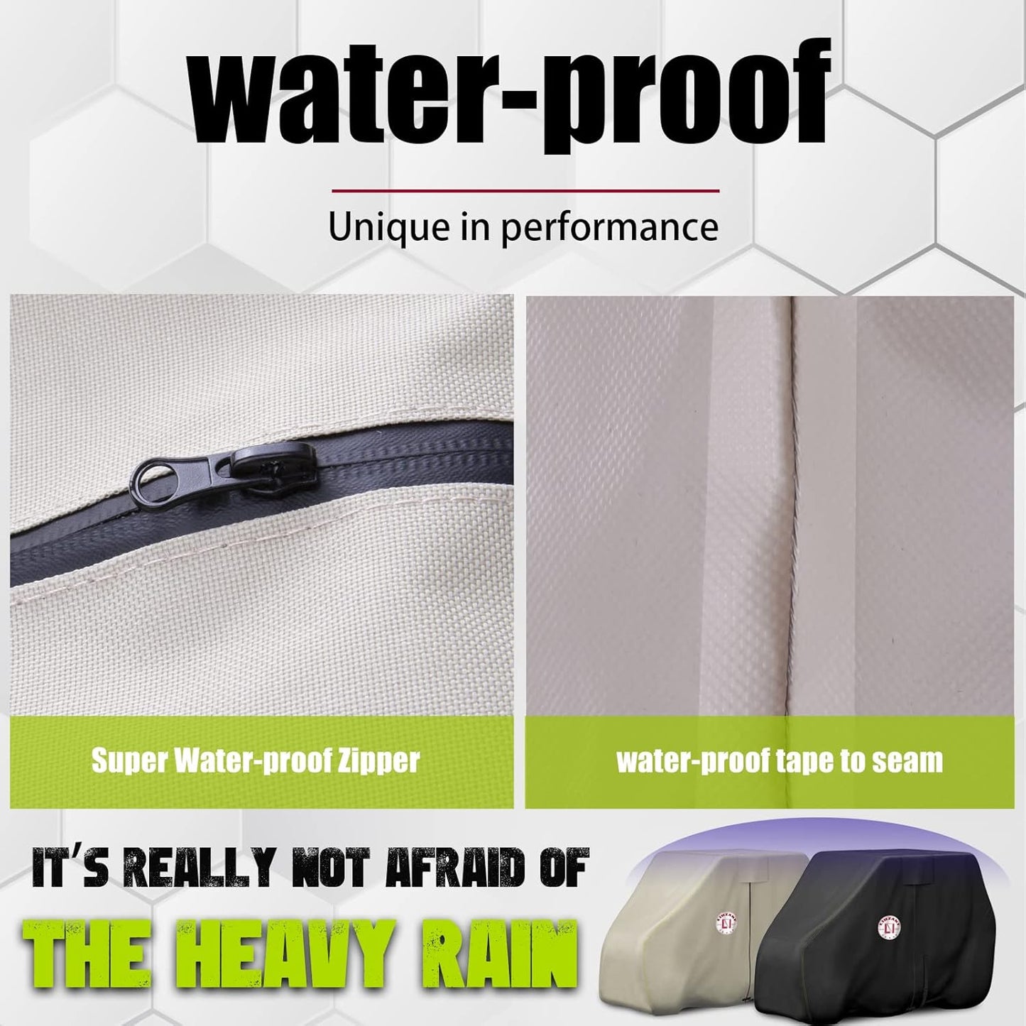 Waterproof Golf Cart Cover, Heavy Duty Marine Grade Fabric, Universal Fits for Most Brand 2/2+2/4+2 Passengers Yamaha, Honda, Club Car, EZGO Golf Cart