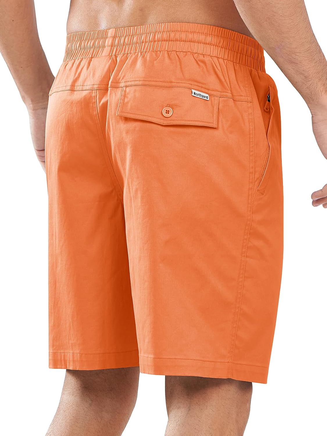 NORTHYARD Mens Casual Shorts-Cotton 9" Golf Hiking Drawstring Elastic Waist Work Shorts with Zipper Pockets