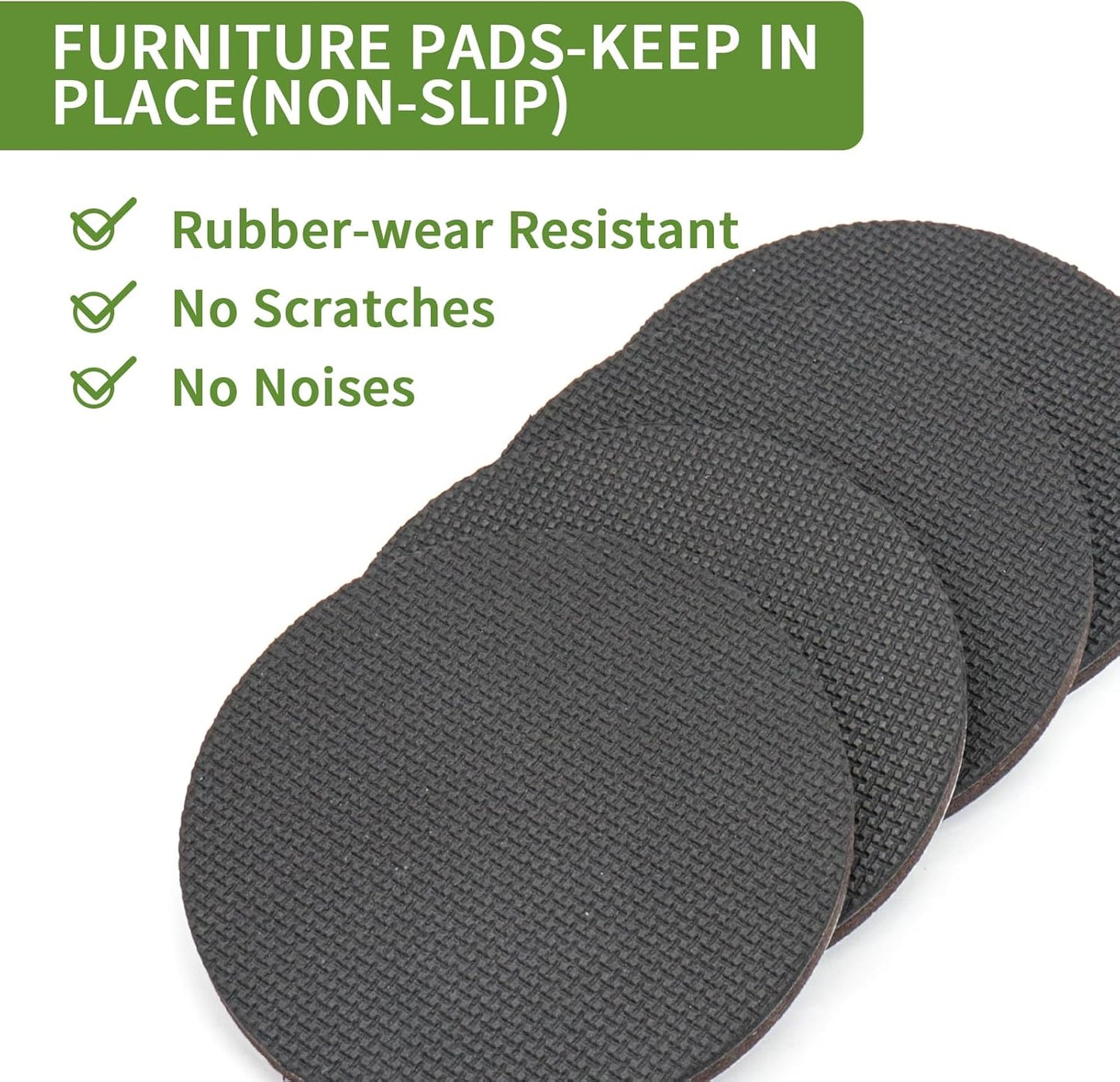Non Slip Furniture Pads 8 PCS 4'' Round - Anti Slip Furniture Pads - Self Adhesive Rubber Feet Furniture Feet - Chair Leg Floor Protectors - Keep Furniture in Place
