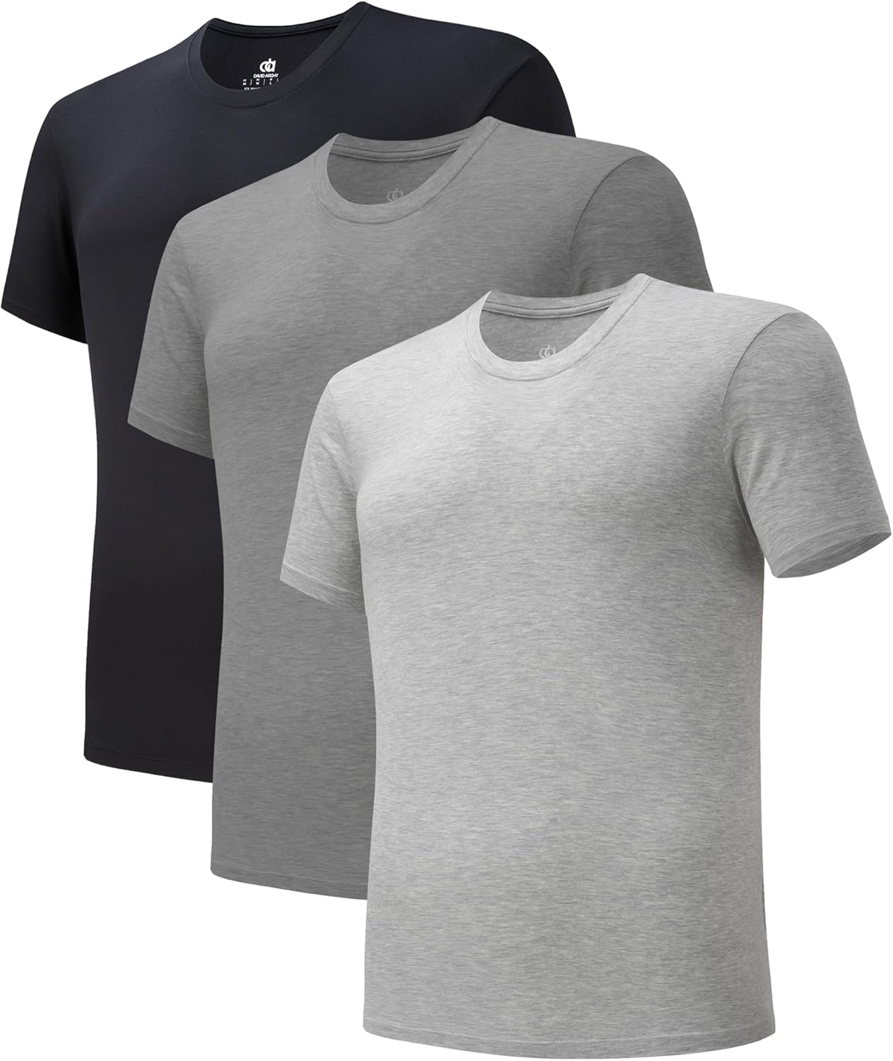 DAVID ARCHY Men's Undershirt Bamboo Rayon Moisture-Wicking Crewneck T-Shirts Stretch Tees for Men, 3 or 5 Pack