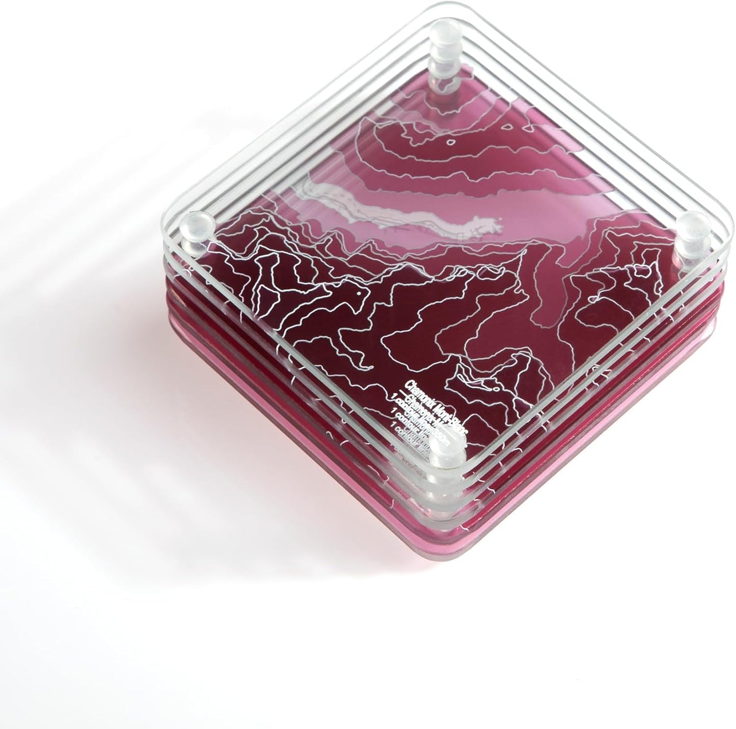 Chamonix Mont Blanc, France 3D Contour Map Glass Drink Coasters of Mountains, Ski Resort, Set of 6 with Holder, Housewarming Birthday Gifts, Home Decor