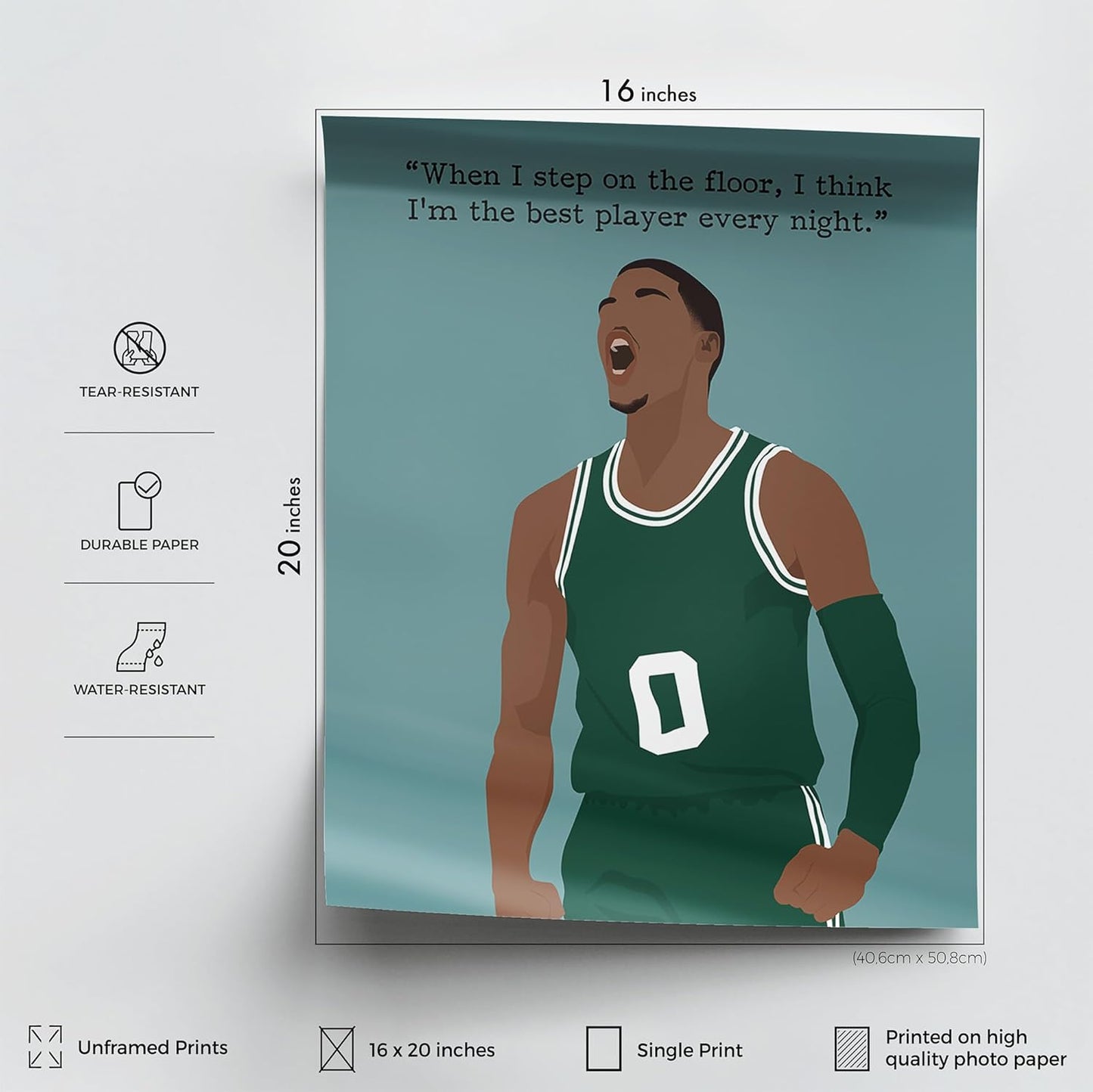 LOLUIS Motivational Basketball Superstar Hand-Drawn Artwork Sport Quote Wall Art Decorations (Unframed 16"x20", Basketball Player 9)