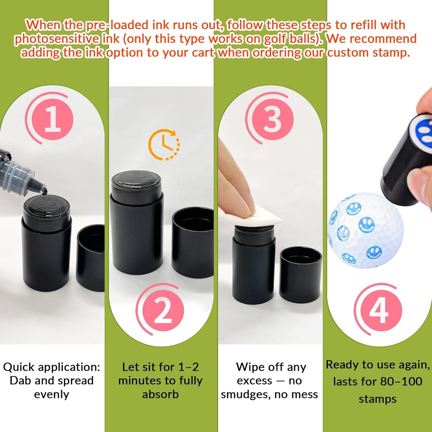 Custom Golf Ball Stamp, Personalized Golf Ball Marker with Self-Inking, Premium Quality Stamp for Golfers & Tournament Gifts