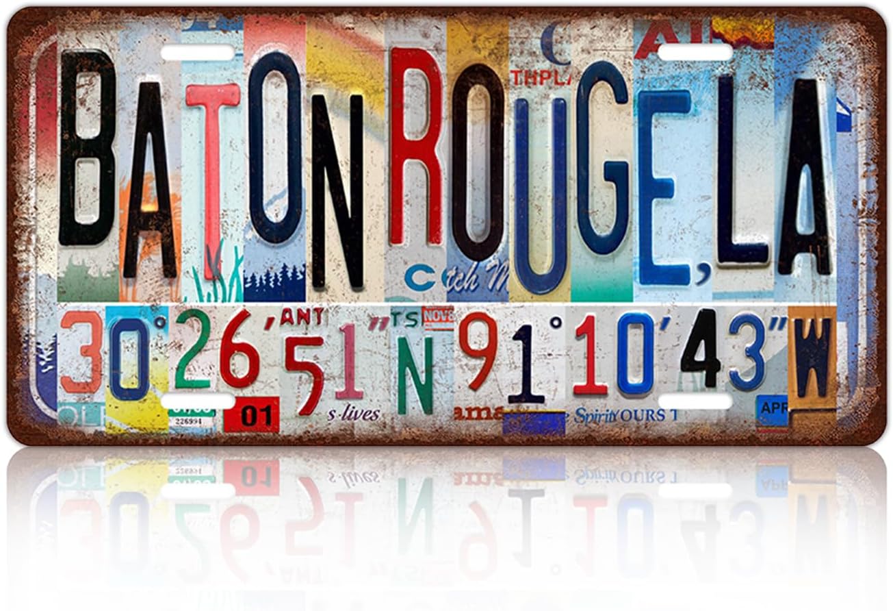 Vintage City Wall Decor Baton Rouge,La License Plate Metal Sign Tin Signs Poster