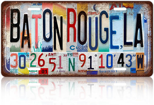 Vintage City Wall Decor Baton Rouge,La License Plate Metal Sign Tin Signs Poster