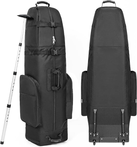 Golf Travel Bag with Wheels, Portable Golf Club Travel Cover for Airlines, 4 Large Pockets,1200D Heavy Duty Wear-Resistant, Soft Sided Foldable Golf Travel Case for Easy Storage