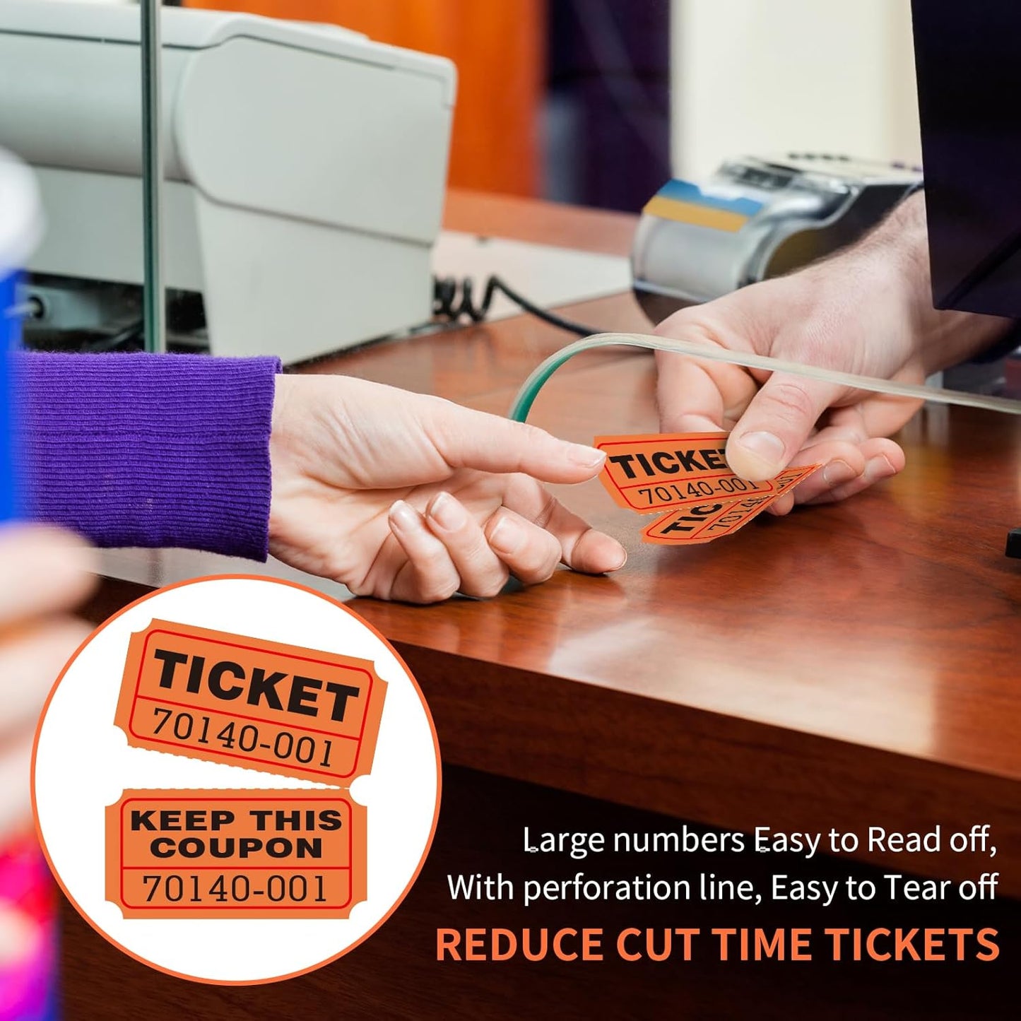 L LIKED Raffle Tickets Double Rolls 1000 per Roll 50/50 Raffle Tickets for Events, Entry, Class Reward (Orange)