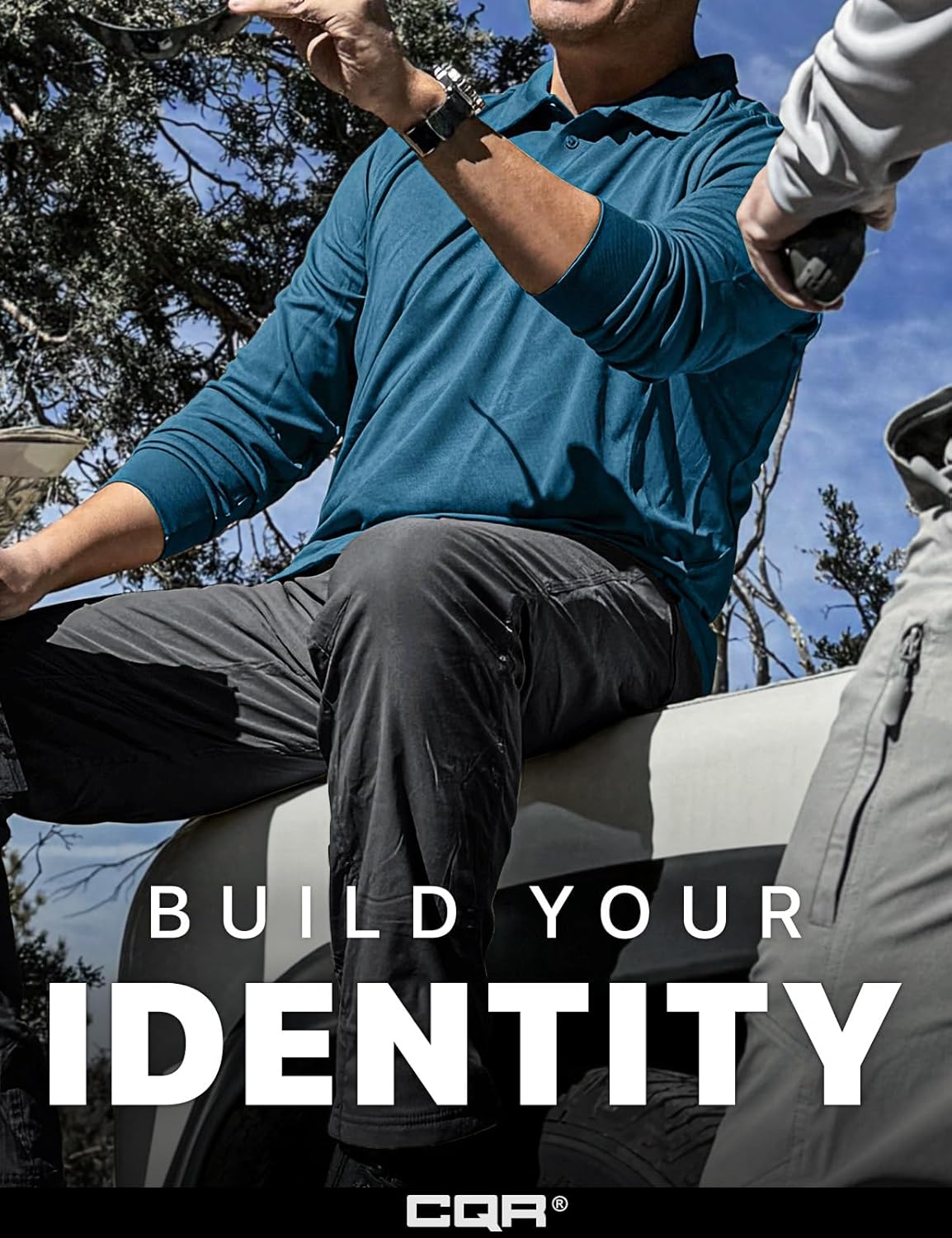 CQR Men's Polo Shirt, Long Sleeve Tactical Shirts, Outdoor UPF 50+ Pique Shirt, Dry Fit Lightweight Golf Shirts