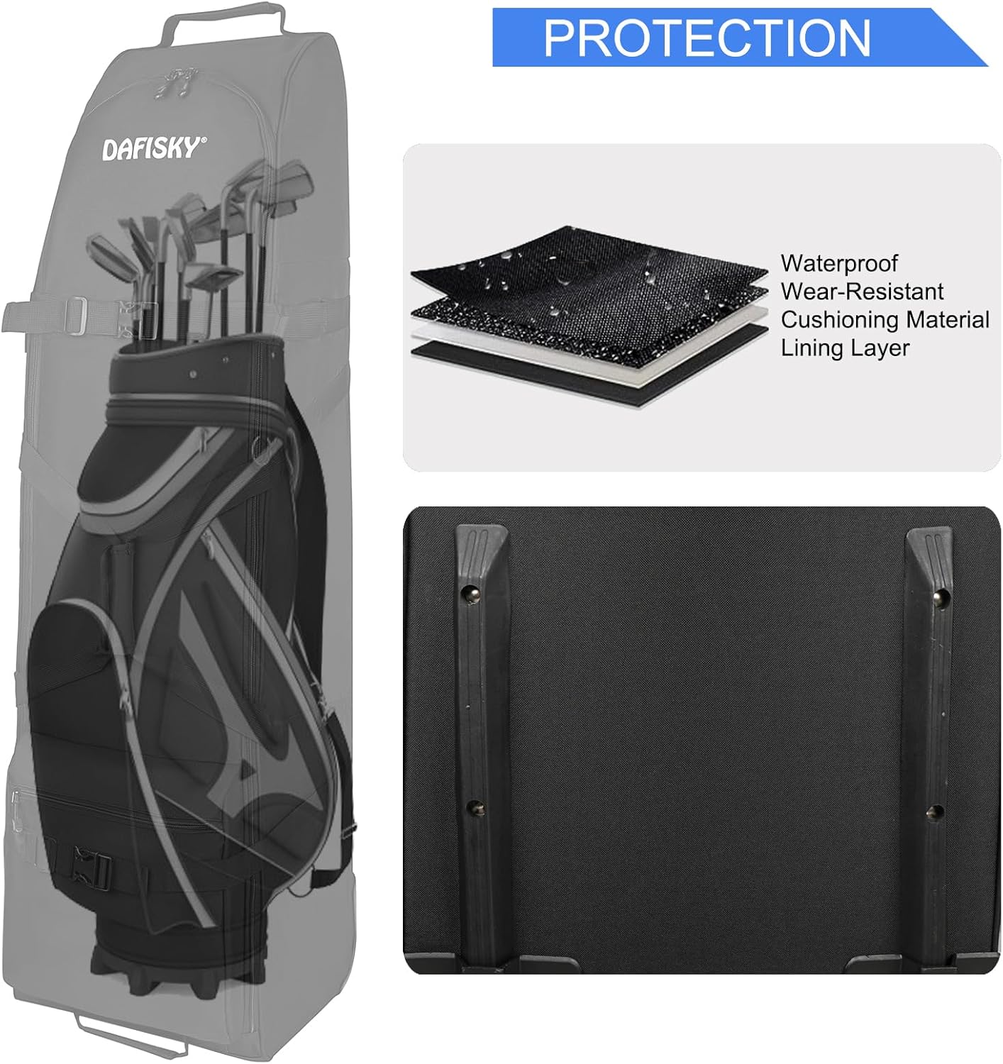 Golf Travel Bag for Airlines with Wheels - Adjustable Support Rod for Protect Golf Clubs