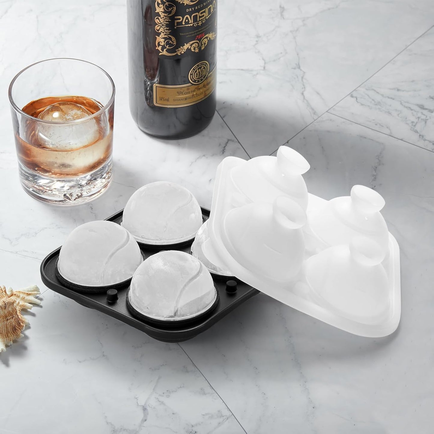 Novelty Tennis Gifts Ball Ice Maker Mold, 2.2" Large Sphere Round Ice Cube Mold for Cocktails, Whiskey, Bourbon, Fun Shapes Big Whiskey Ice Cube Mold Gifts for Christmas Stocking Stuffers