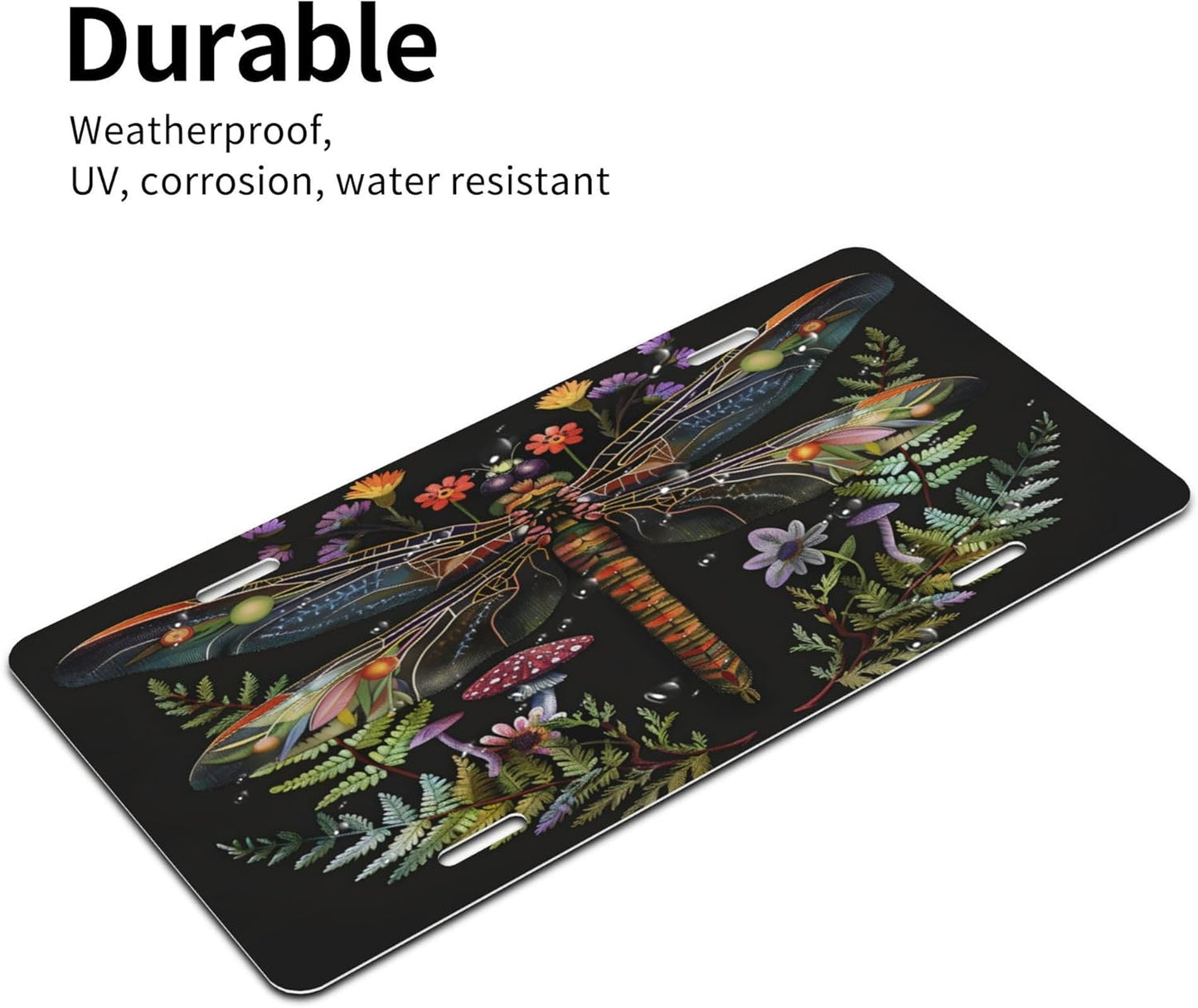 Custom License Plate Personalized Dragonfly Animal Funny Aluminum Front License Plates Decorative Rust-Free Metal Car Plate Covers for Women Men Car Tag Accessories fit Truck SUV Rv 12 X 6 in