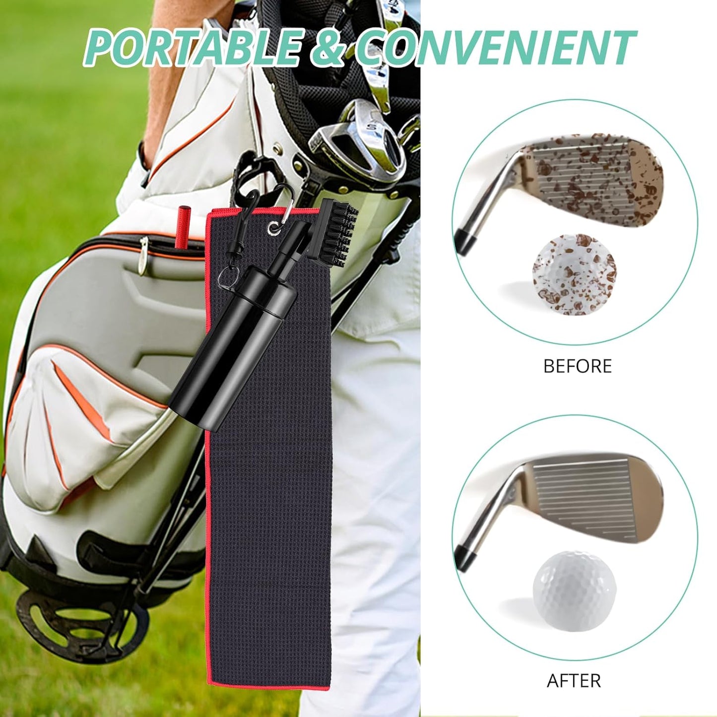 VINTEAM Golf Club Brush Cleaning Kit, Golf Towel, Golf Club Accessories