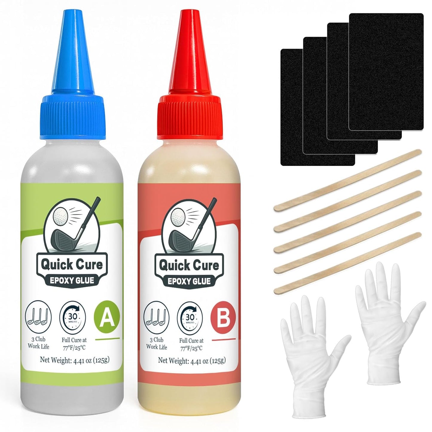 5min Golf Club Epoxy, 125+125ml Extra Strength Golf Shaft Epoxy, Applicable to All Clubheads, Drivers, Putters, and Irons, Compatible with Graphite and Steel Shafts (Fast Cure)