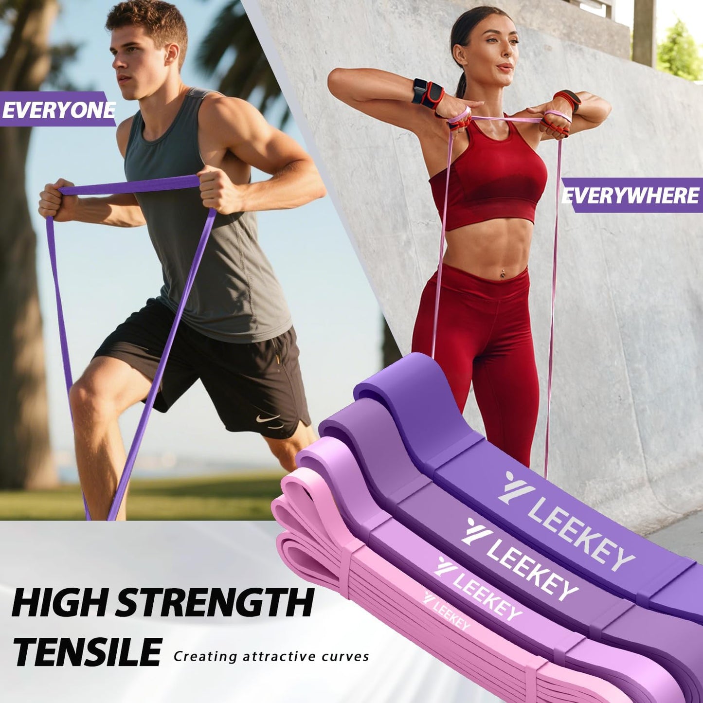 LEEKEY Resistance Bands, Exercise Bands with Handles,Pull Up Assist Bands - Band Set with Door Anchor - Bands for Working Out,Band for Men and Women Fitness Training,Home Workouts