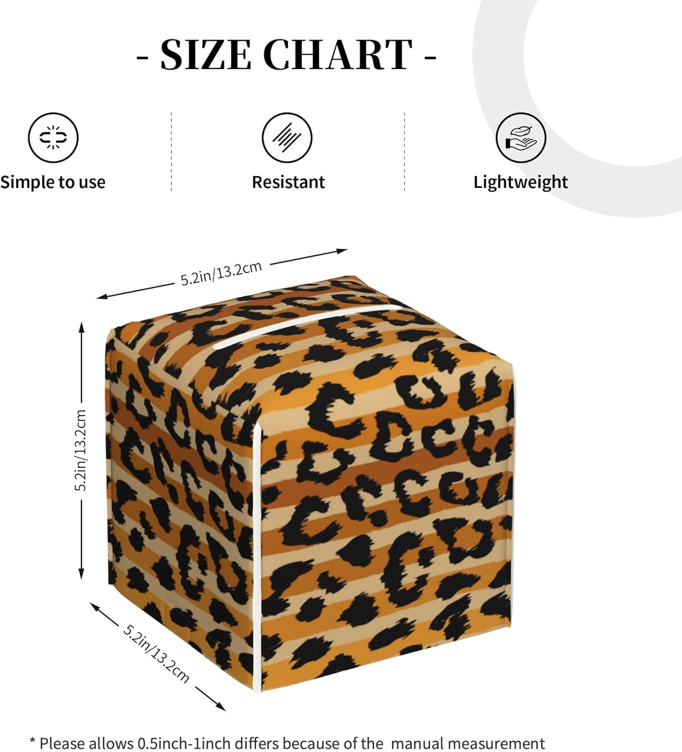 Leopard Prints Tissue Box Cover Square,Sand Leopard Stripes Tissue Box Holder Waterproof Leather Facial Paper Organizer Dispenser for Bathroom Home Car Nightstand Vanity Desk