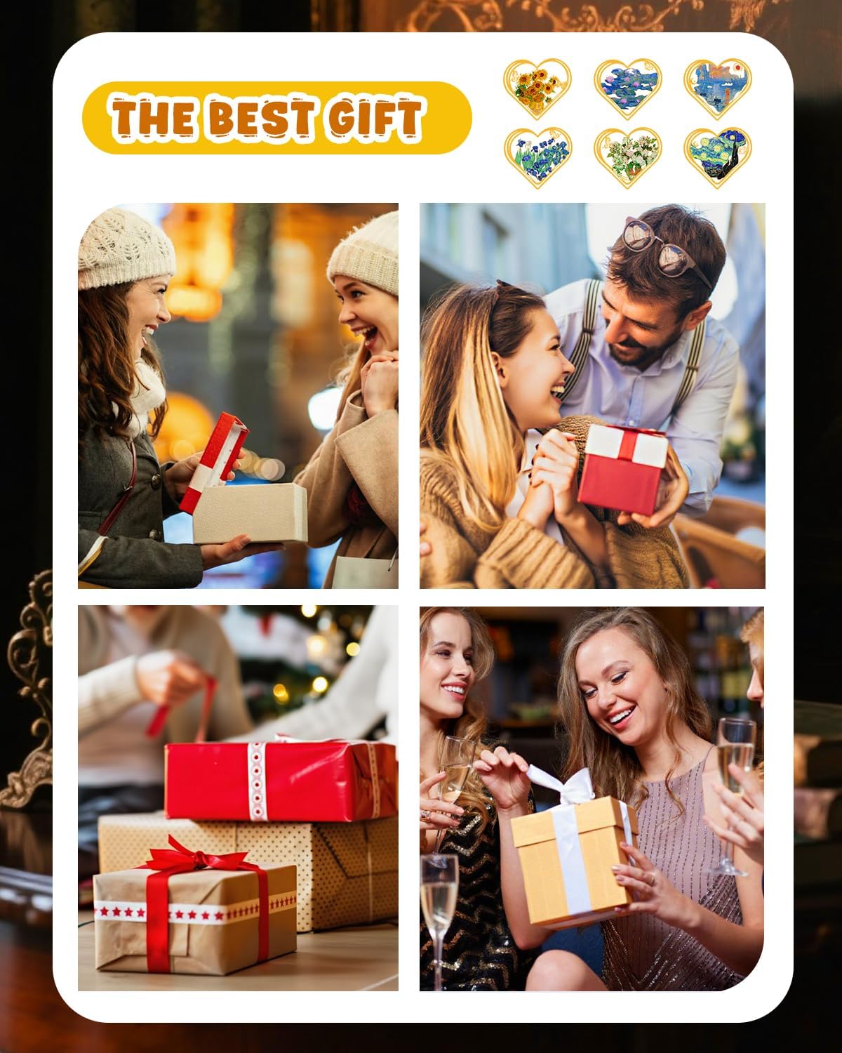 6pcs Metal Clip Heart Bookmarks for Reading Women, Van Gogh Monet Cute Corner Page Book Marks for Book Lovers Teachers Students, Reading Accessories Gifts for Book Lovers