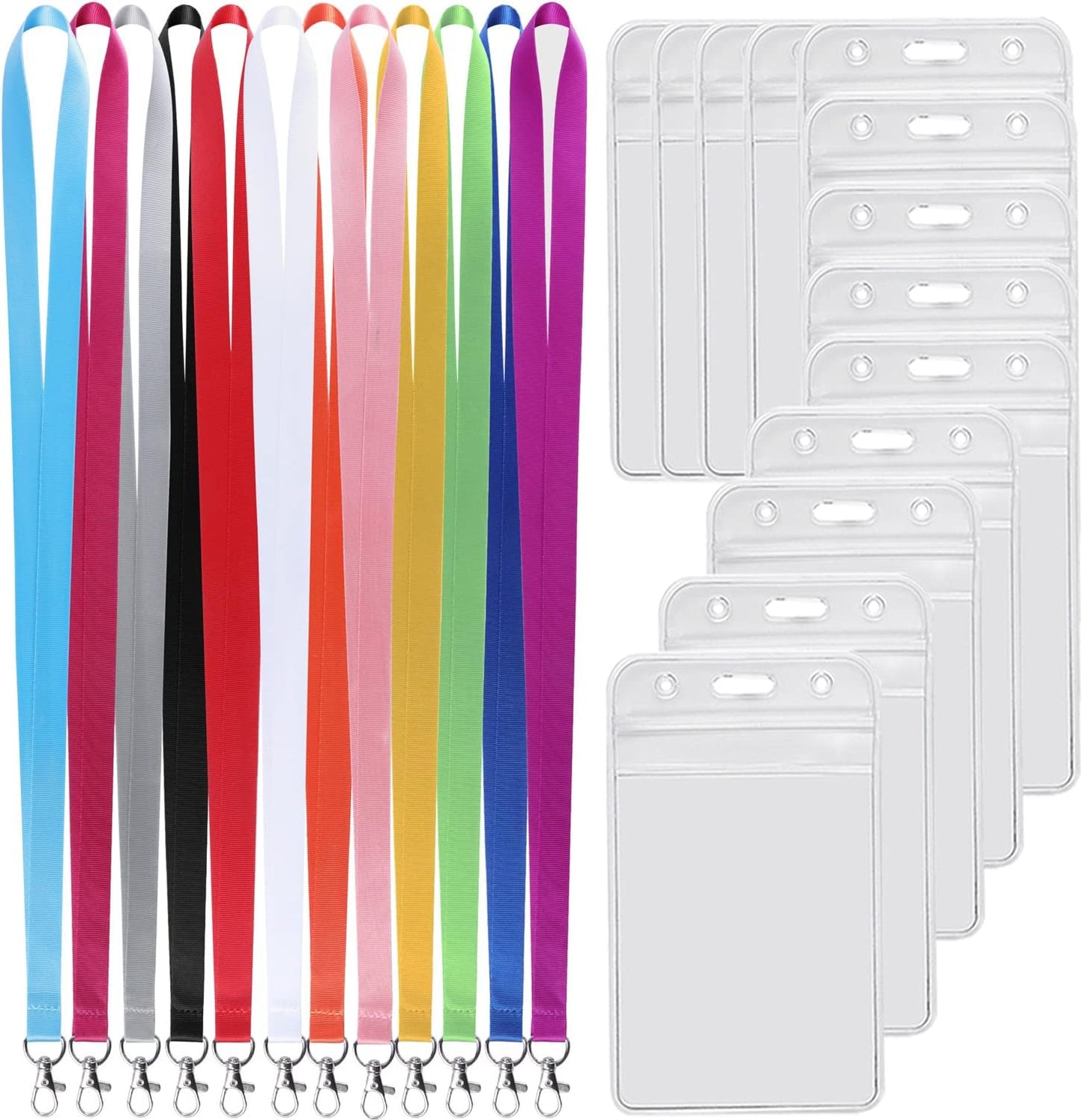 YOUOWO Lanyards with ID Badges Holder Vertical 12 Pack Multicolor Neck Lanyard for Keys Women Teacher Men