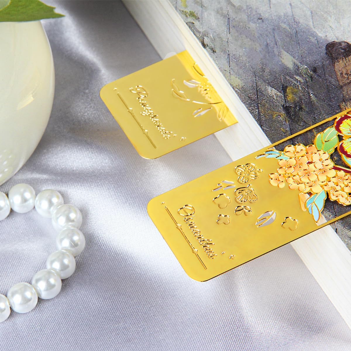 3pcs Metal Flower Bookmarks with Tassel for Reading Women, Pretty Cute Book Markers for Women, Kids, Book Lovers, Reading Accessories Gifts for Book Lovers (Style 1)