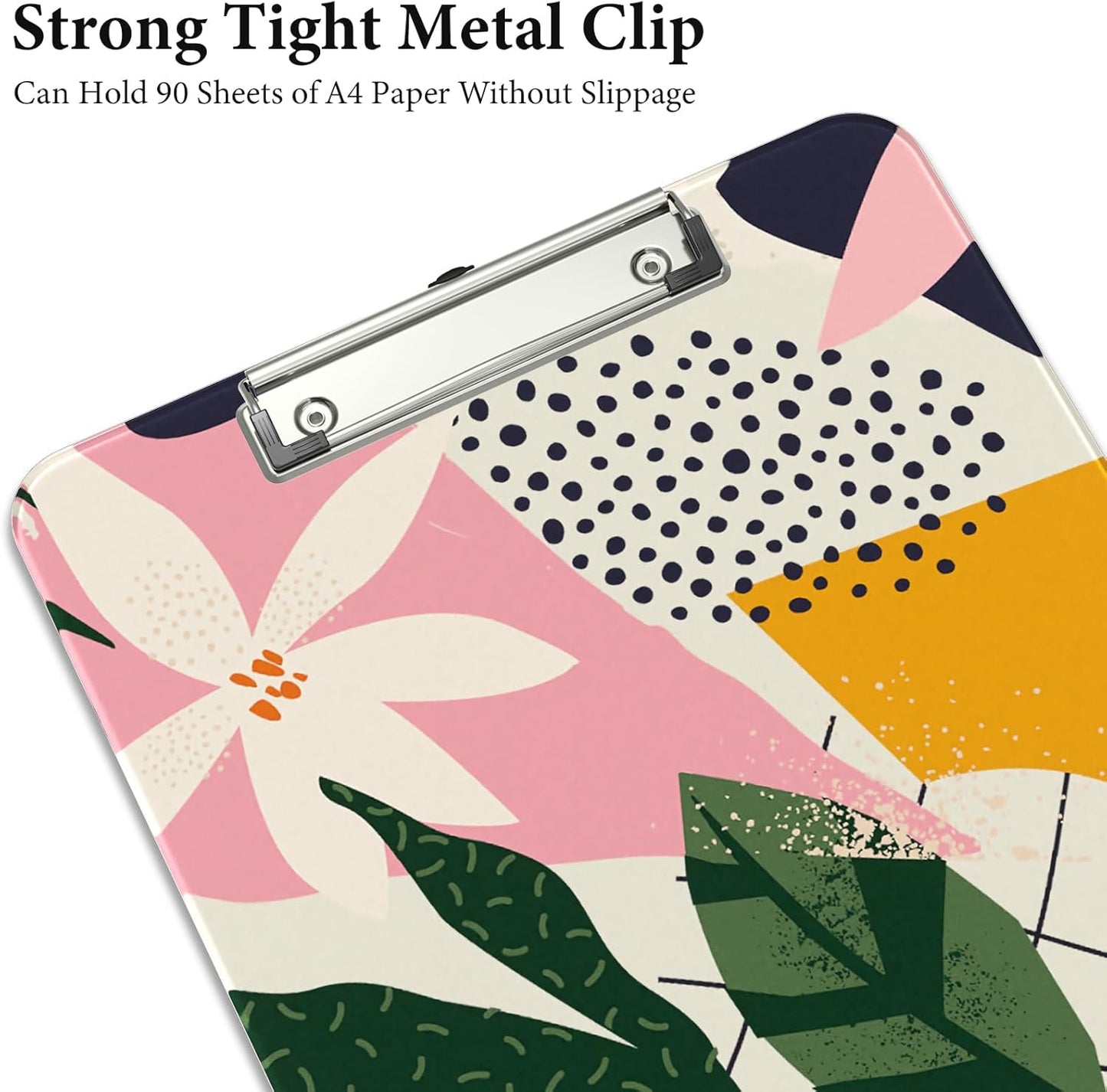 Rimilak Plastic Clipboards with Metal Clip, A4 Letter Size 9 x 12.5 in, Office Decorative for Students Women Men and Kids, Cute Custom Pattern, Abstract Leaves