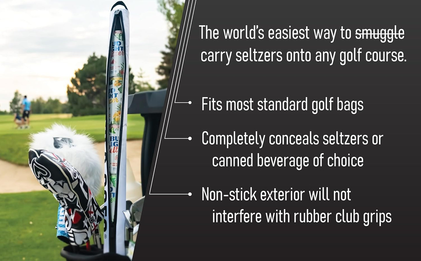 Pins & Aces Seltzer Sleeve 6-Can Insulated Cooler Sleeve - Stores Up to 6 Cans Discreetly in Your Golf Bag - Keeps Canned Beverages Cold On The Golf Course - Fits in Most Golf Bags Styles & Types