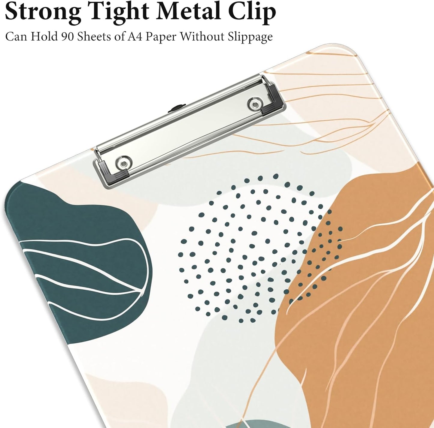 Rimilak Plastic Clipboards with Metal Clip, A4 Letter Size 9 x 12.5 in, Office Decorative for Students Women Men and Kids, Cute Custom Pattern, White Leaves