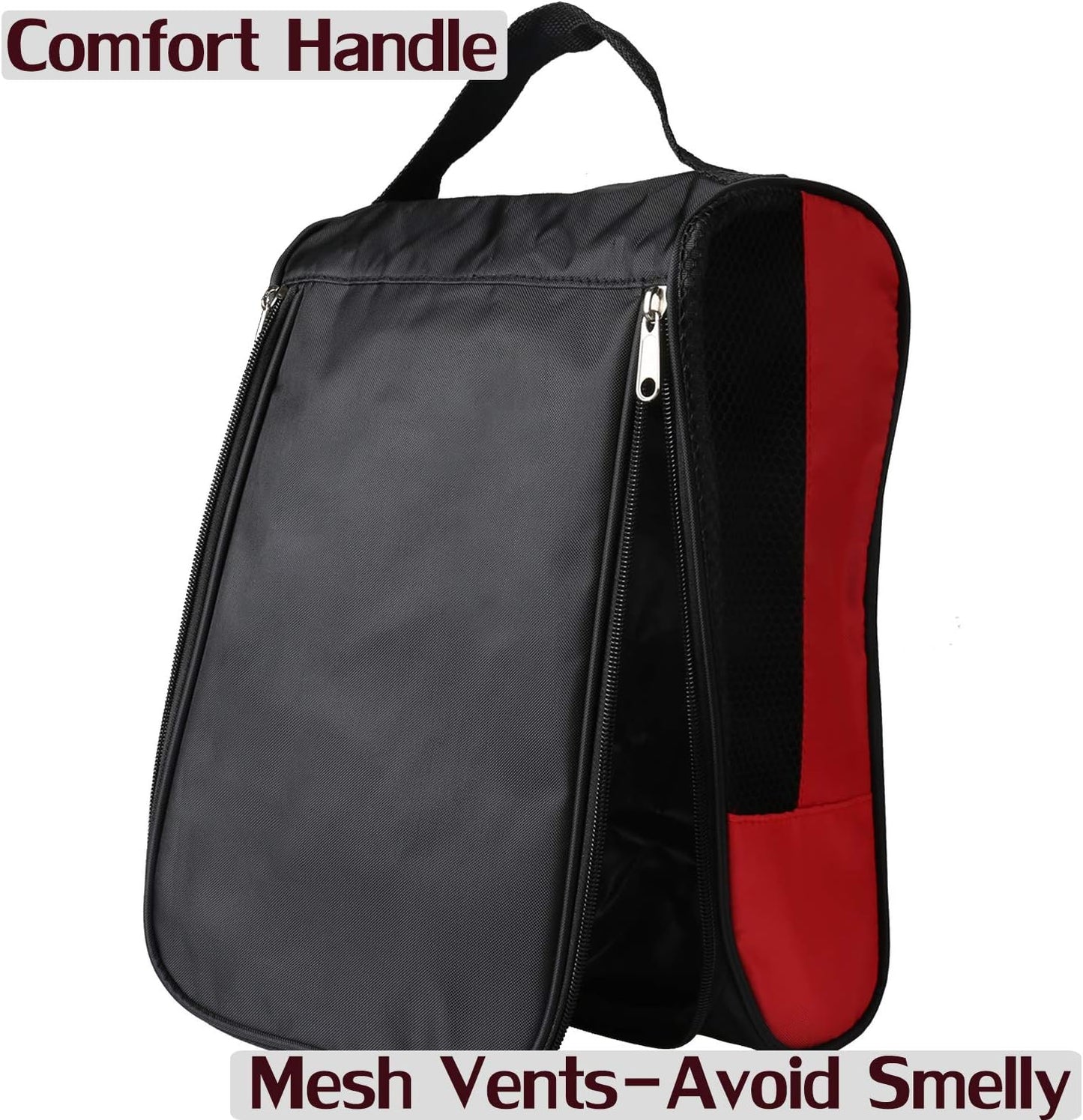 Outdoor Golf Shoes Bags Travel Shoes Bags Zippered Sport Shoes Bag (Red)