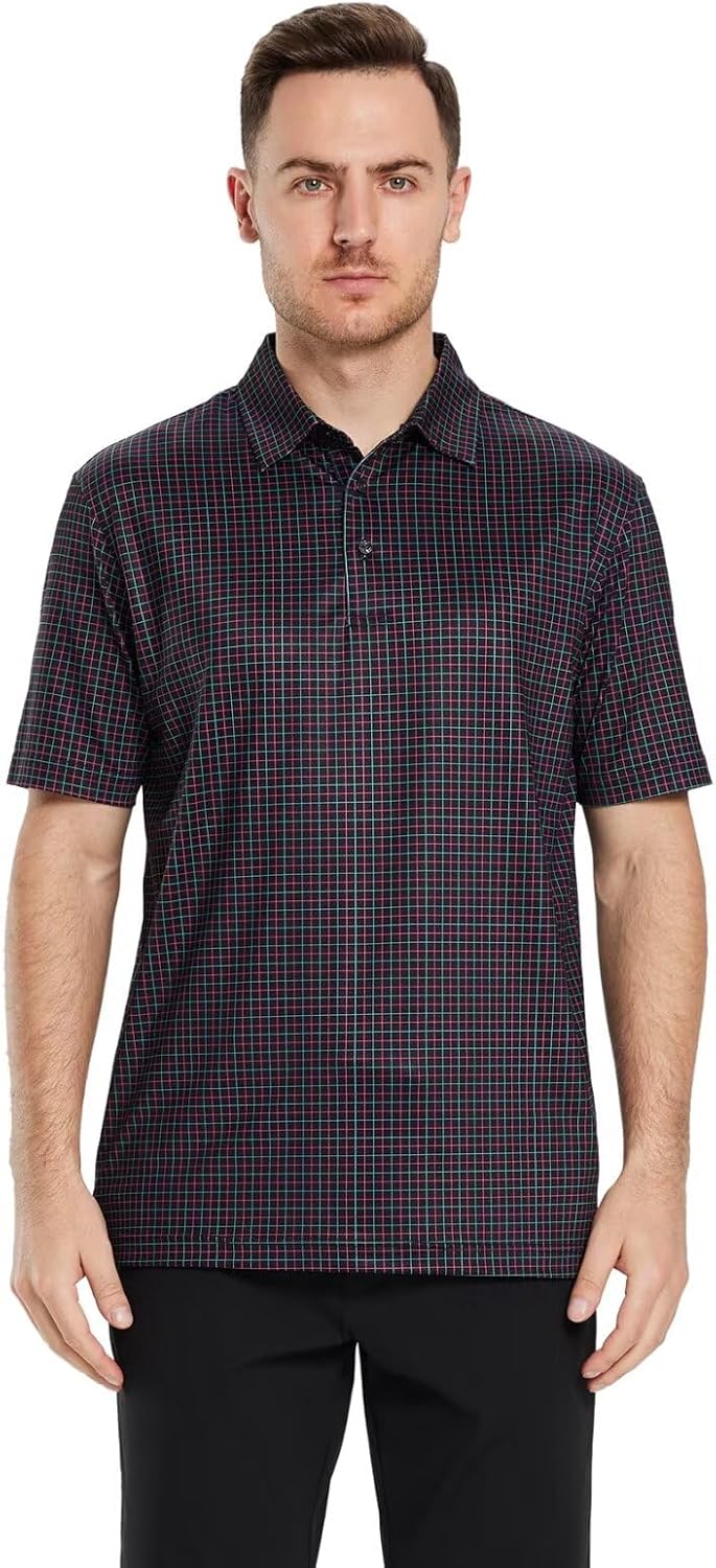 Golf Shirts for Men Dry Fit Short Sleeve Print Performance Moisture Wicking Polo Shirt