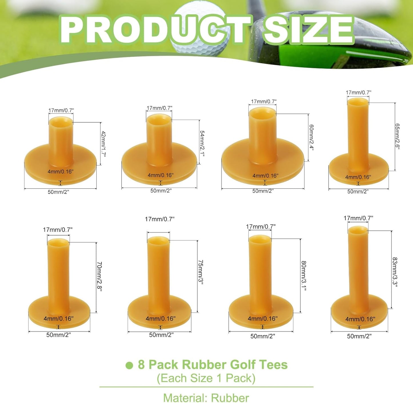 PATIKIL Rubber Golf Tee, Golf Practice Tees Training Driving Range Tee Stable Golf Ball Holder for Outdoor Indoor Hitting Mat