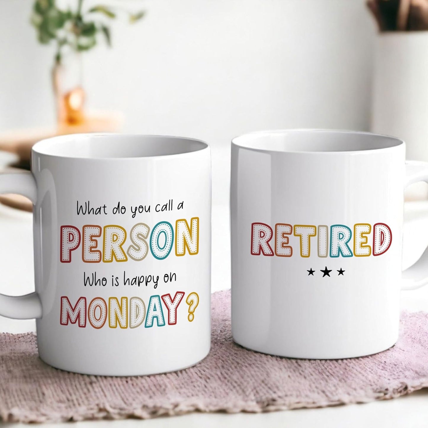 Retirement Gifts For Women Men, Who Is Happy On Monday, Happy Retirement Mug 11 Oz Coffee Mug, Retired Gifts Birthday Gift Christmas Presents for Coworkers Nurse Teacher Boss Grandma Mom