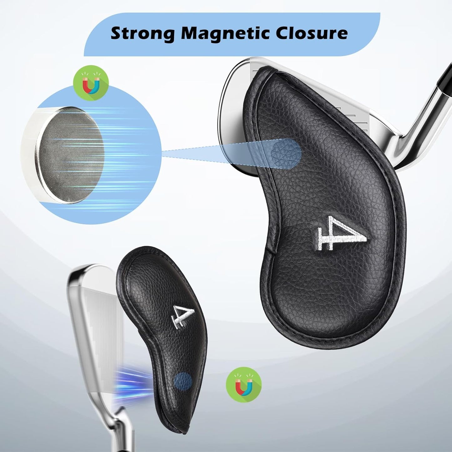 CRAFTSMAN GOLF 12pcs or 1pc Thick Synthetic Leather Golf Iron Head Covers Set Headcover Fit All Brands Callaway Ping Taylormade Cobra Etc. Also Custom Name