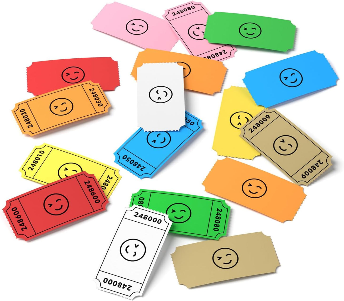 Methdic 1000 Smile Raffle Tickets Brown, Single Roll, Ticket for Events, Entry, Class Reward, Fundraiser & Prizes