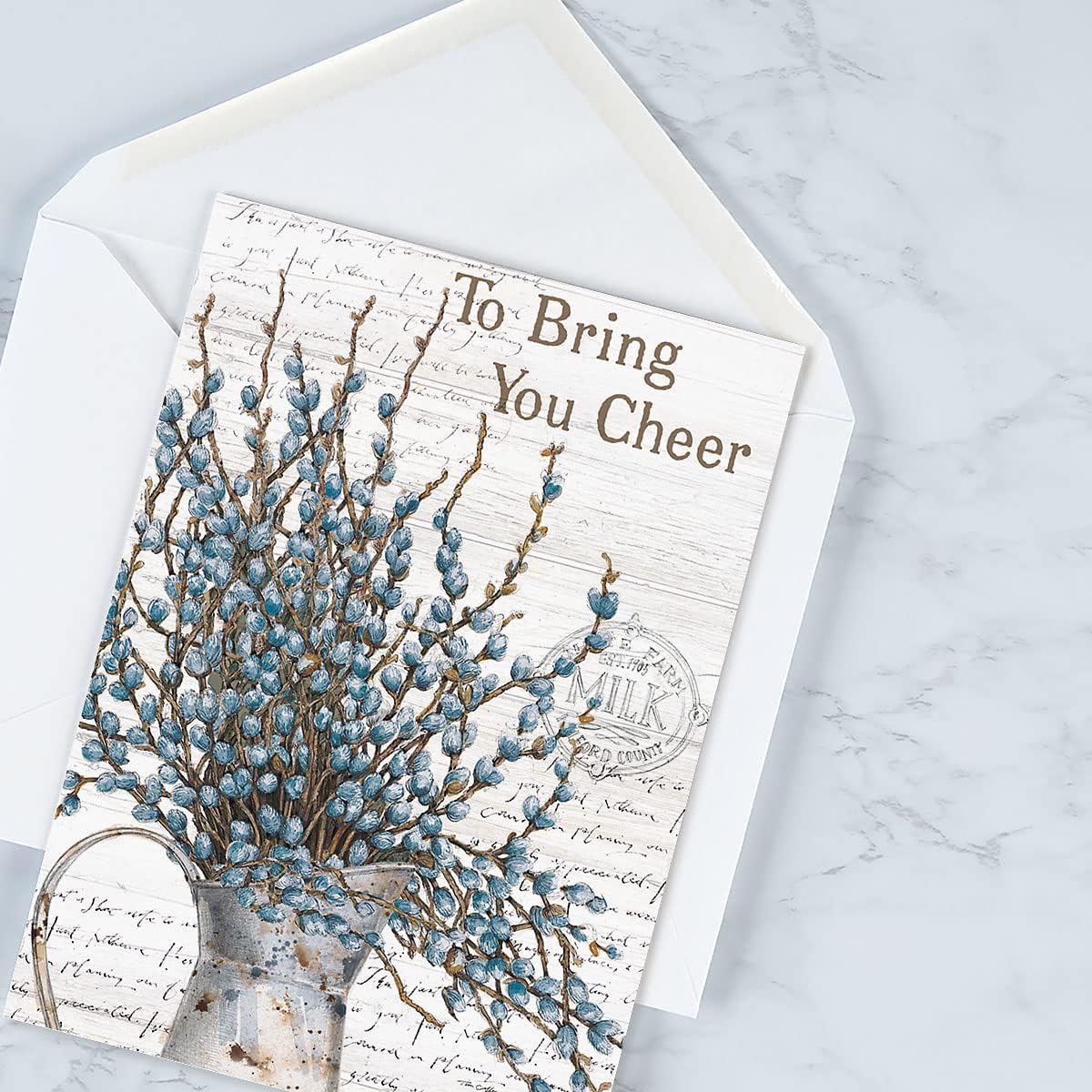 Farmhouse Get Well Greeting Cards - Set of 8 (4 Designs), Large 5" x 7", Sympathy Cards with Sentiments Inside, White Envelopes