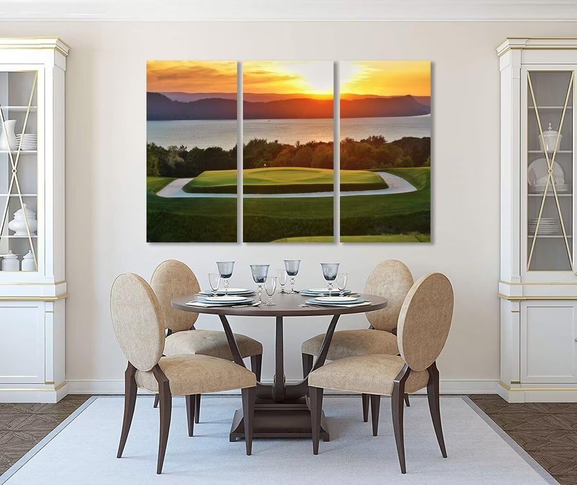 Golf Course Wall Art for Living Room Bedroom Bathroom Home Decorations Golf Course Pictures Posters Wall Decor for Office Canvas Prints Modern Artwork Framed Ready to Hang(12''W x 24''H x3)