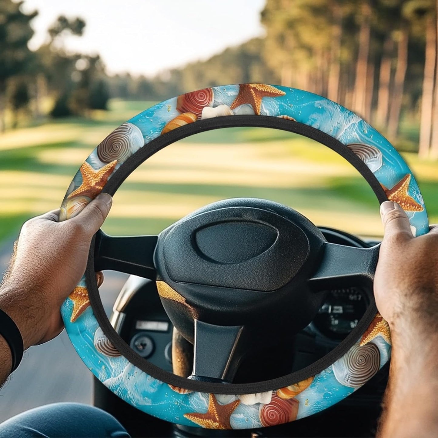 Starfish Golf Cart Steering Wheel Cover for Men Women Shell Club Car Steering Wheel Covers 1 Pcs Golf Cart Accessories