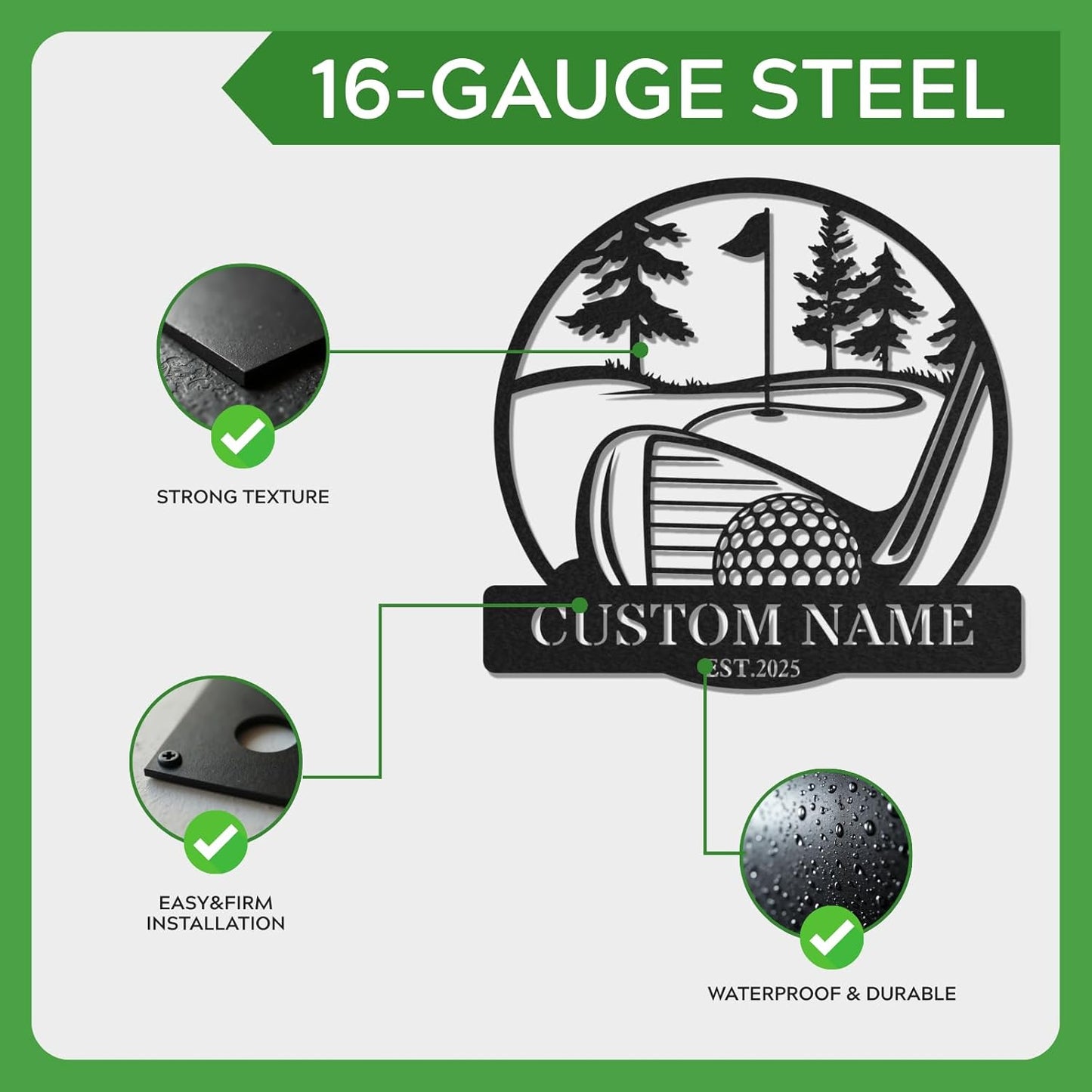 Personalized Golf Metal Wall Art, Vintage Golf Wall Decor, Custom Signs Outdoor Metal, 19th Hole Home Decor for Man Cave Garage Bar Club, Personalized Gifts for Men Dad Father