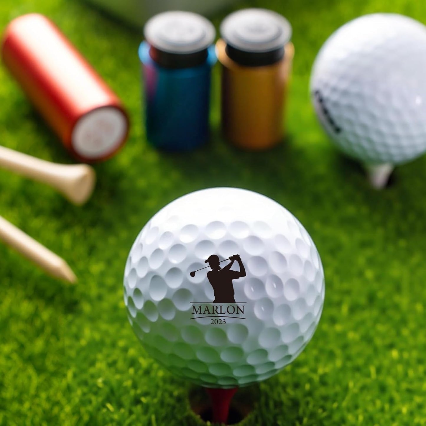 Personalized Golf Ball Stamp with Ink & Metal Box, Custom Name Reusable Golf Ball Marking, Golf Accessories, Gifts for Golf Lovers Golfers Dad Husband Father's Day Birthday Christmas Wedding