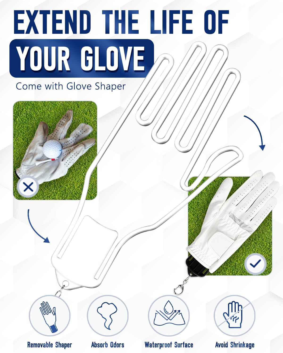 Odor-Absorbing Golf Glove Holder Case for Men Women with Glove Shaper - Fits Golf Club Bag, Golf Organizer Storage for Phone, Tees, Divot Tool, Ball Markers, Golf Gifts for Men Women