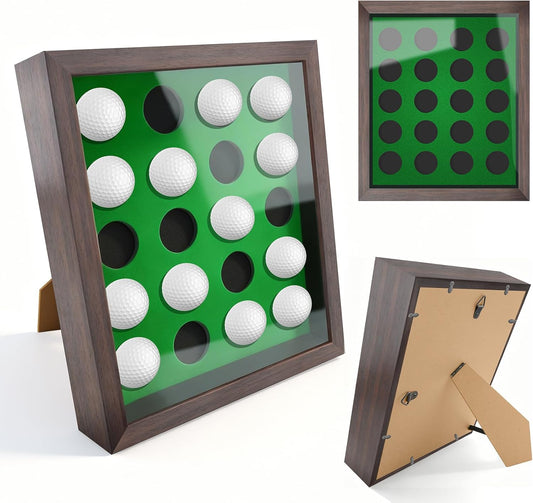 Golf Balls Display Case Frame for 20 Balls, 10.3" x 12.2" Golf Balls Shadow Box for Wall and Tabletop Display , Perfect for Golf Lovers
